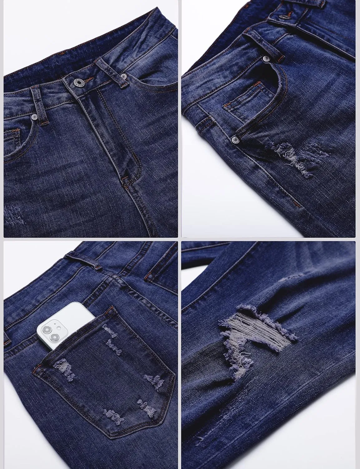 luvamia Capri Jeans for Women Stretch High Waisted Distressed Denim Capris Ripped Skinny Cropped Pants