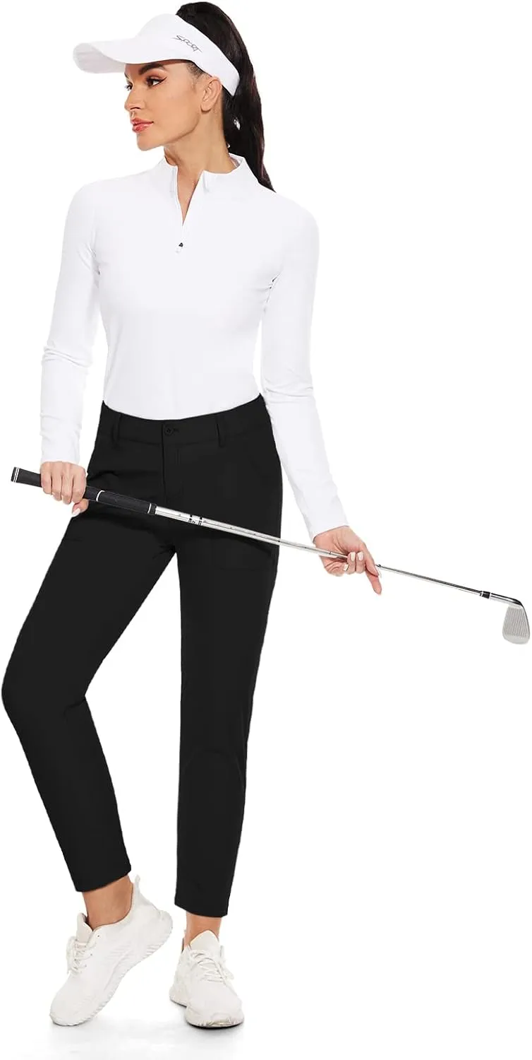 M MOTEEPI Womens Golf Pants Lightweight Stretchy Work Hiking Pants with Pockets Slim Fit Golf Apparel