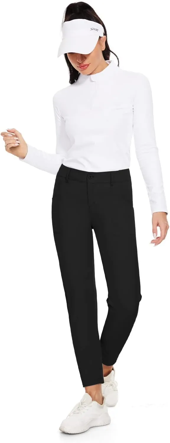 M MOTEEPI Womens Golf Pants Lightweight Stretchy Work Hiking Pants with Pockets Slim Fit Golf Apparel