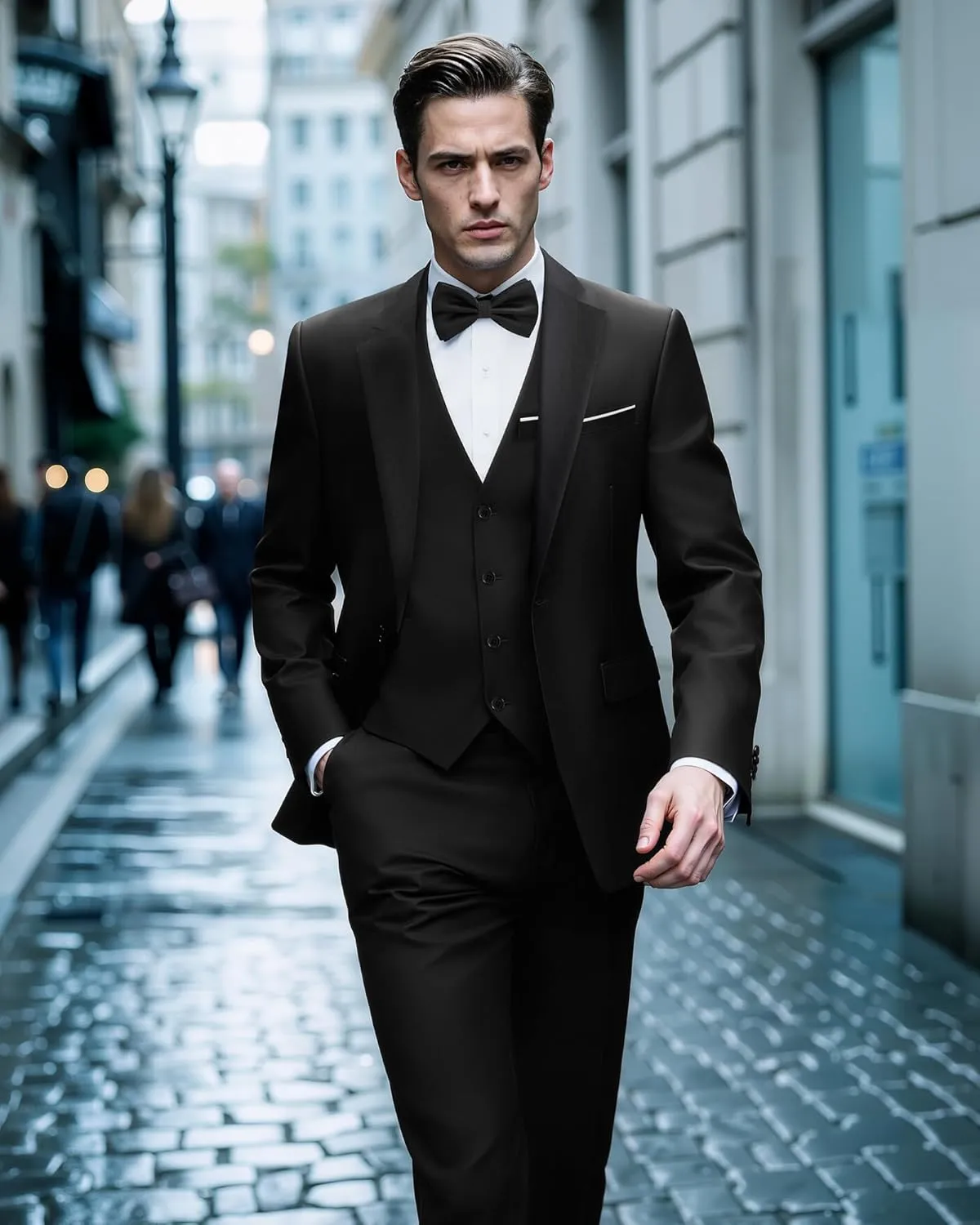 MAGE MALE Men's 3 Pieces Suit Elegant Solid One Button Slim Fit Single Breasted Party Blazer Vest Pants Set
