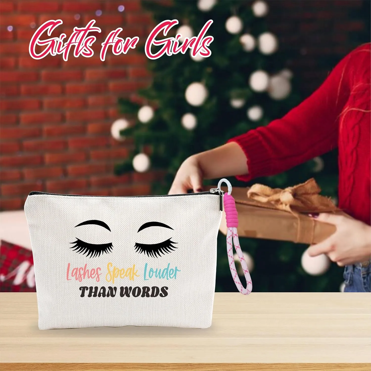 Make up Bag For Women,Small Cosmetic Bag With Pink Hand Strap,Travel Toiletry Bag,Eye Makeup Storage Bag,Stuff Bag,Gift For Friends Girls Teen,Makeup Bag Organizer Accessories-A25