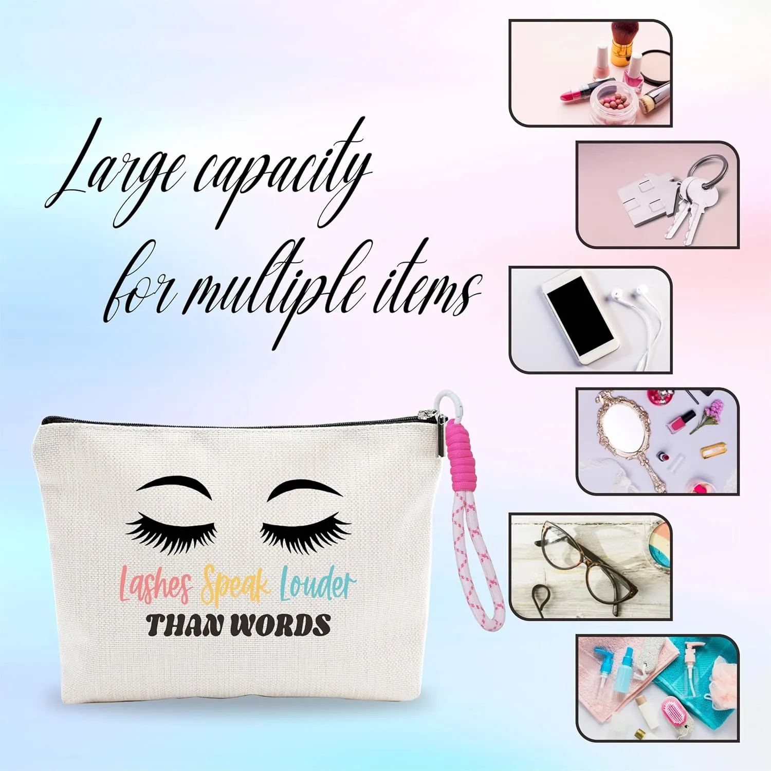 Make up Bag For Women,Small Cosmetic Bag With Pink Hand Strap,Travel Toiletry Bag,Eye Makeup Storage Bag,Stuff Bag,Gift For Friends Girls Teen,Makeup Bag Organizer Accessories-A25