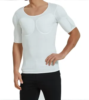 Men Fake Muscles Shaper T-Shirt Invisible Padded pectorals Biceps and Triceps Undershirts