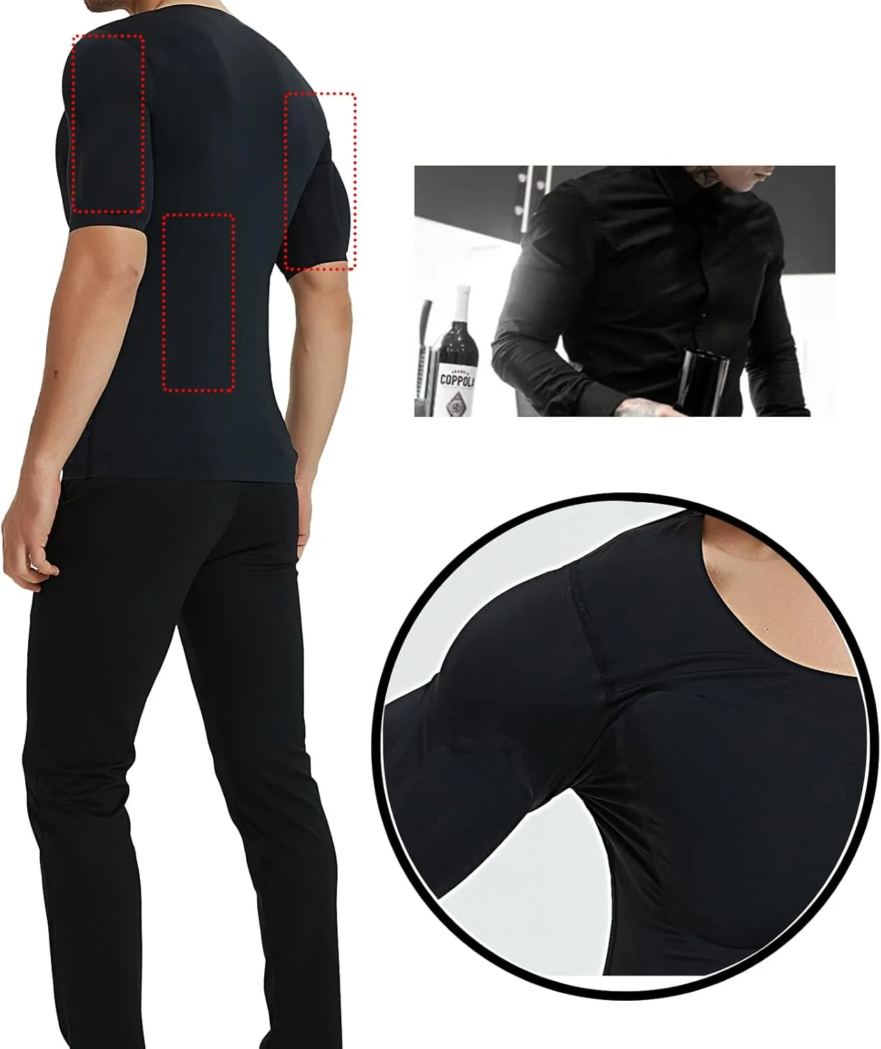 Men Fake Muscles Shaper T-Shirt Invisible Padded pectorals Biceps and Triceps Undershirts