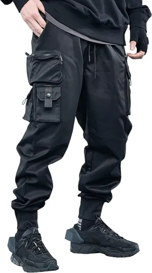 Men's Cyberpunk Buckle Straps Harem Pants with Pockets