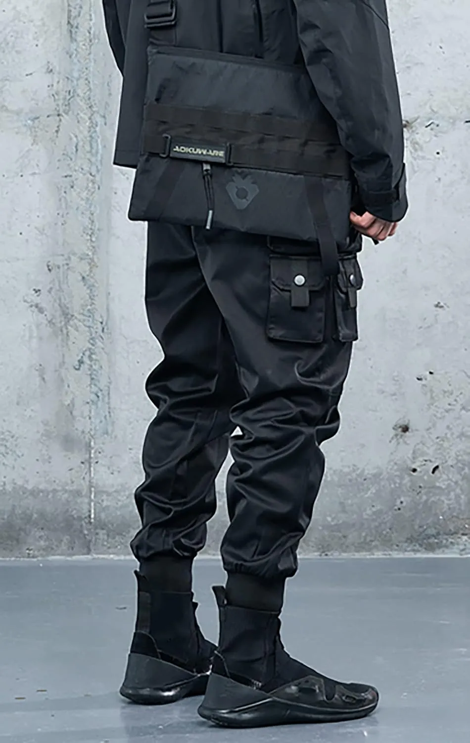 Men's Cyberpunk Buckle Straps Harem Pants with Pockets