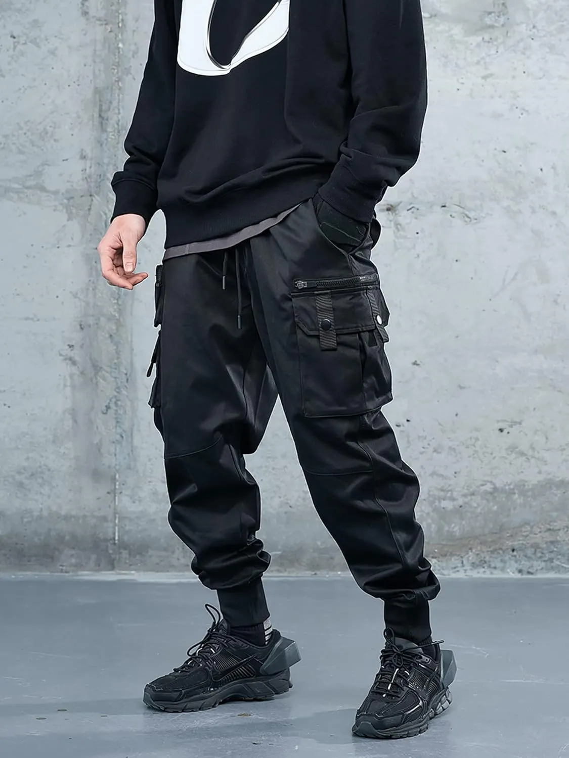Men's Cyberpunk Buckle Straps Harem Pants with Pockets