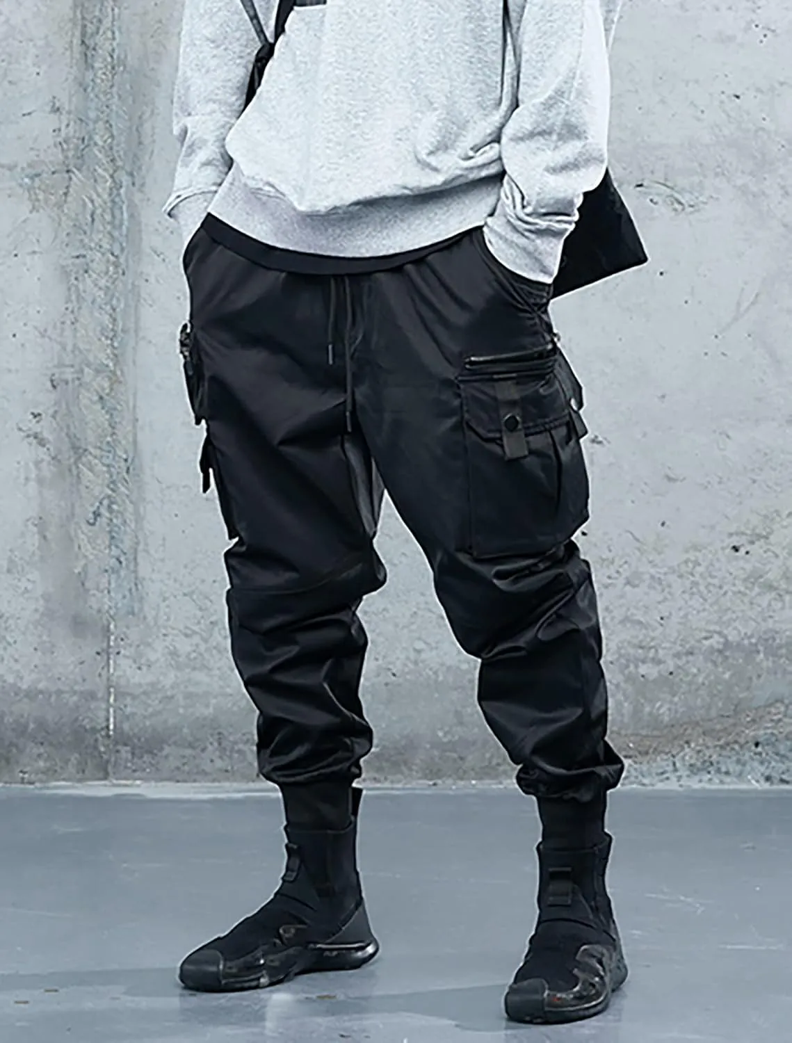 Men's Cyberpunk Buckle Straps Harem Pants with Pockets