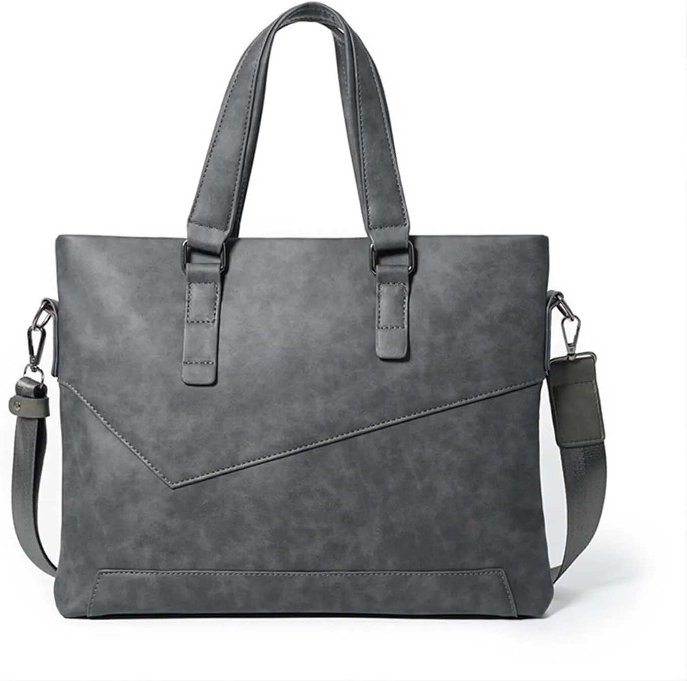 Men's Leather Retro Briefcase for Laptop, Large Capacity File Bag with Shoulder Strap and Handle