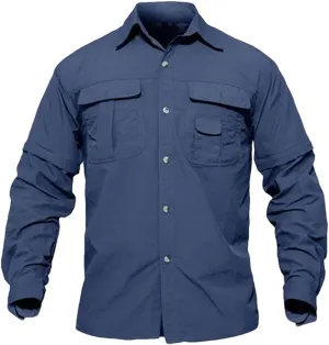 Men's Quick Dry Hiking Fishing Shirt Detachable Long Sleeve Combat Hiking Camping Shirt