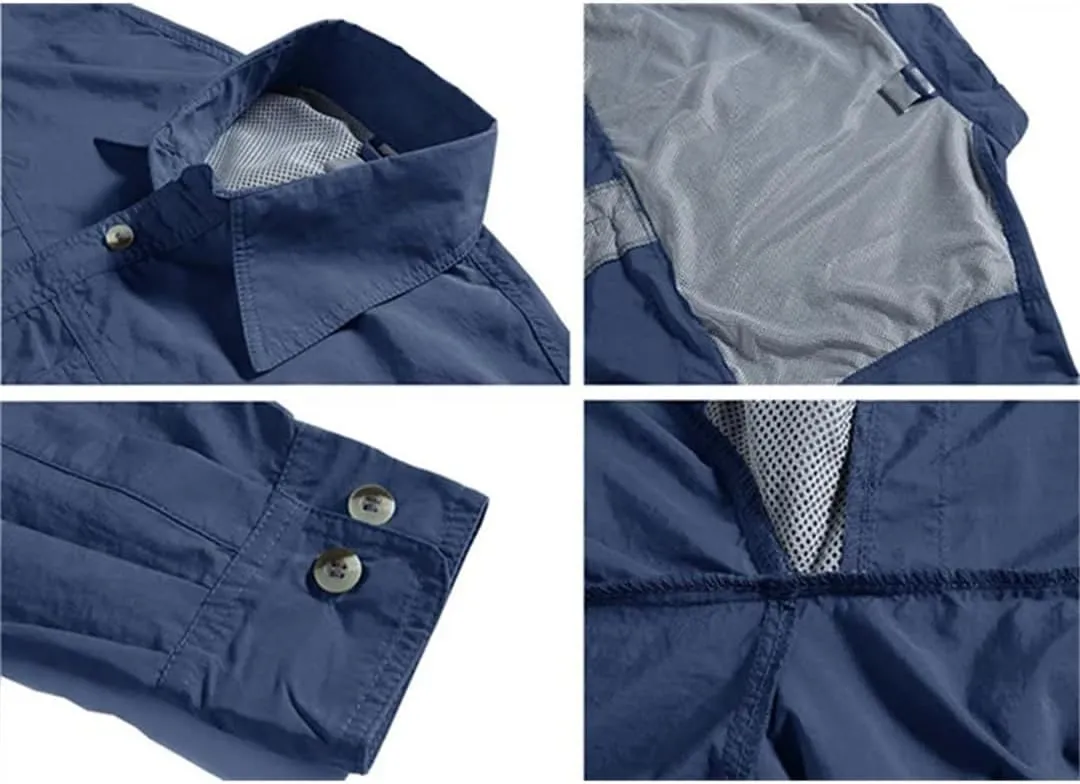 Men's Quick Dry Hiking Fishing Shirt Detachable Long Sleeve Combat Hiking Camping Shirt