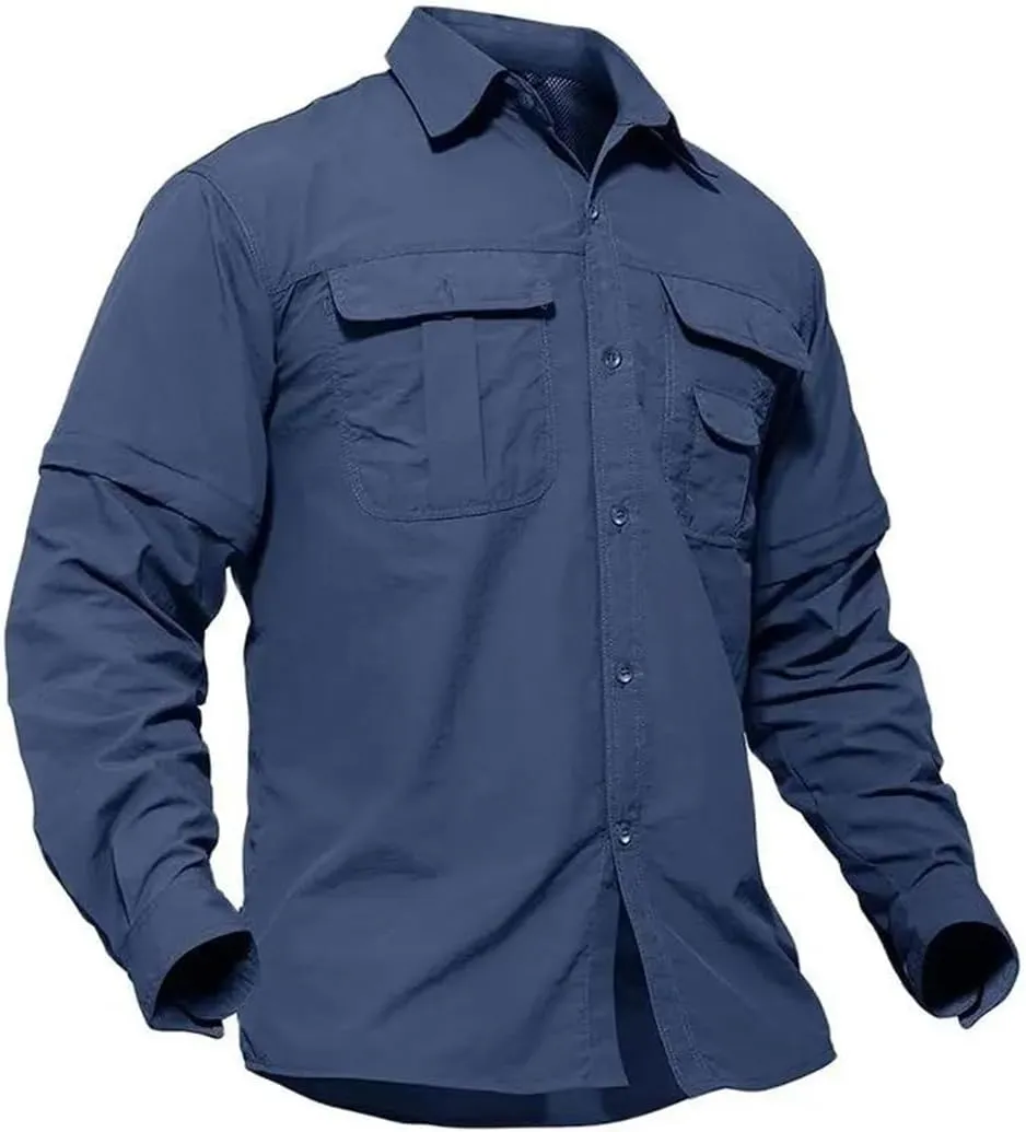 Men's Quick Dry Hiking Fishing Shirt Detachable Long Sleeve Combat Hiking Camping Shirt