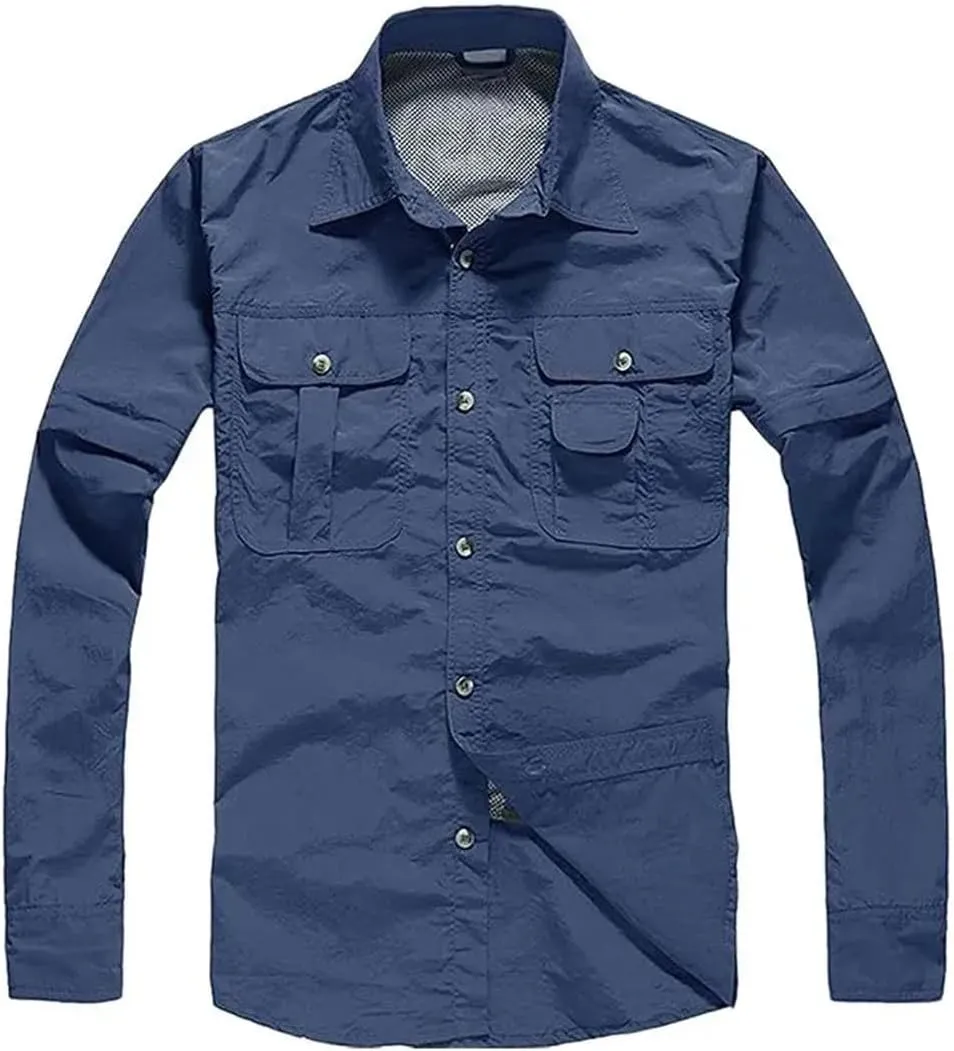 Men's Quick Dry Hiking Fishing Shirt Detachable Long Sleeve Combat Hiking Camping Shirt