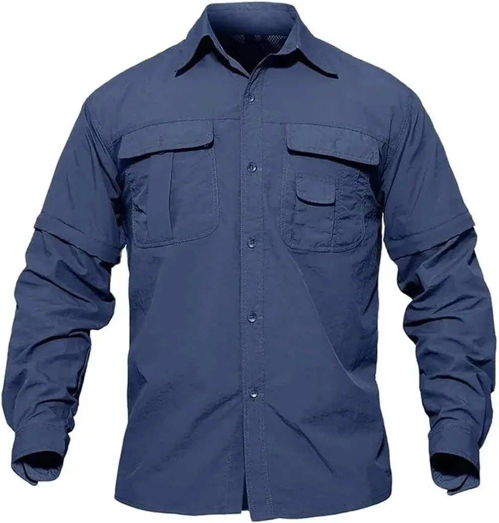 Men's Quick Dry Hiking Fishing Shirt Detachable Long Sleeve Combat Hiking Camping Shirt