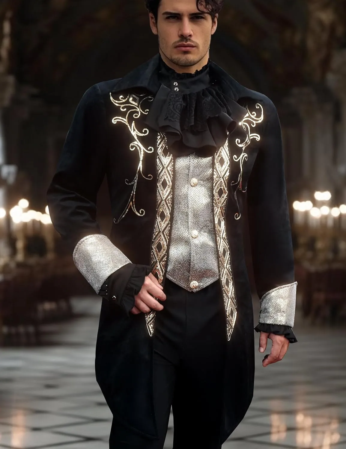 Mens Steampunk Medieval Jacket Gothic Victorian Frock Coat Uniform