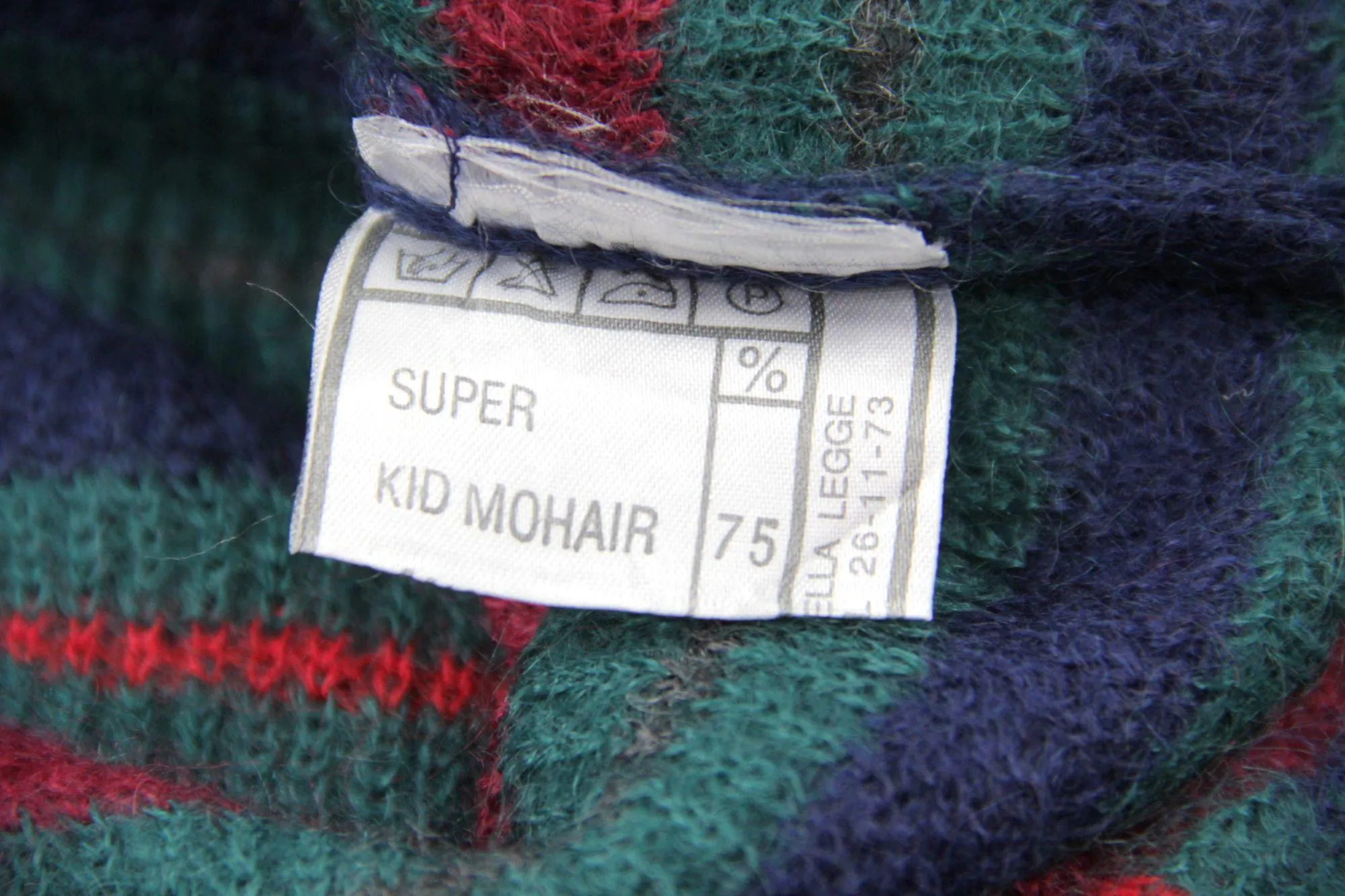 Mens Striped Super Kid Mohair Henley Knit Jumper Sweater