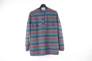 Mens Striped Super Kid Mohair Henley Knit Jumper Sweater