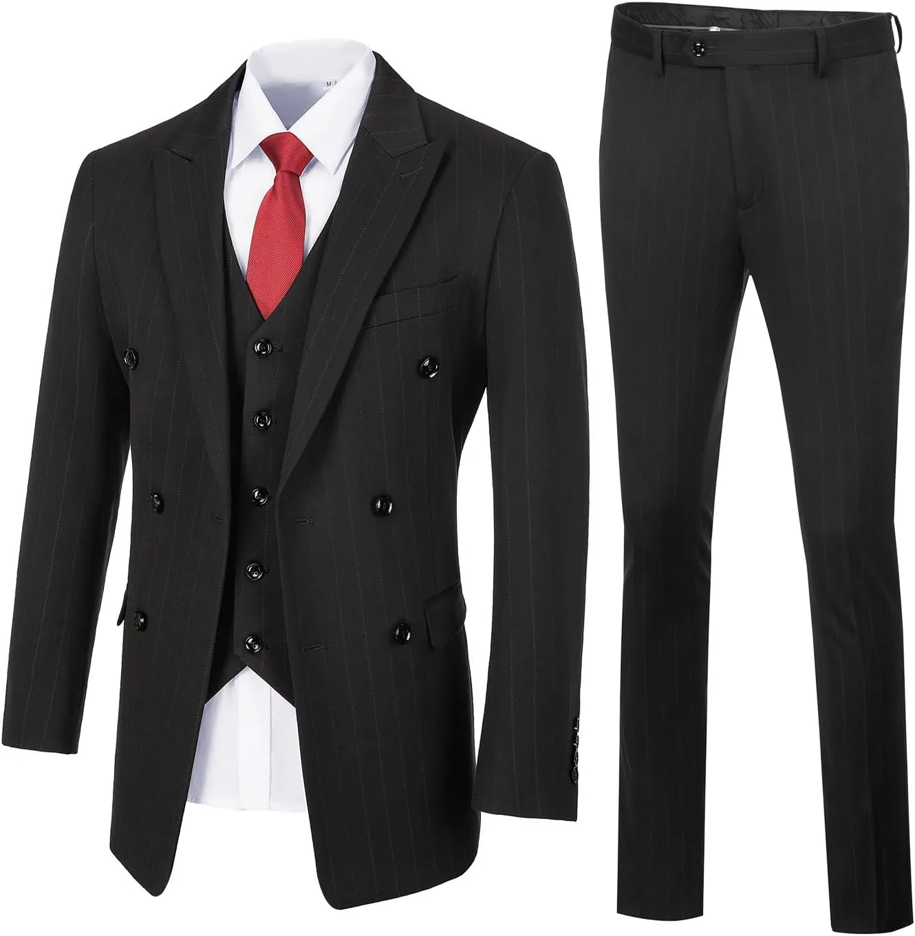 Mens Suit Plaid Slim Fit 3 Pieces Checked Casual Tuxedo Formal Suits for Men Wedding Business Party Blazer Vest Pants Set