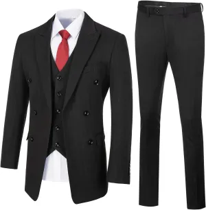 Mens Suit Plaid Slim Fit 3 Pieces Checked Casual Tuxedo Formal Suits for Men Wedding Business Party Blazer Vest Pants Set