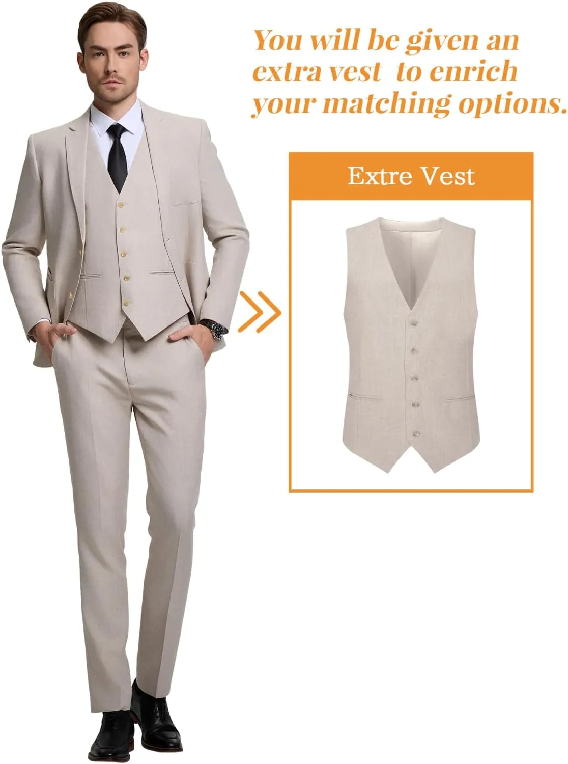 Men's Suit Slim Fit 2 Piece Suits for Wedding Prom Casual Suit Jacket Pants Lightweight Tuxedo Suits