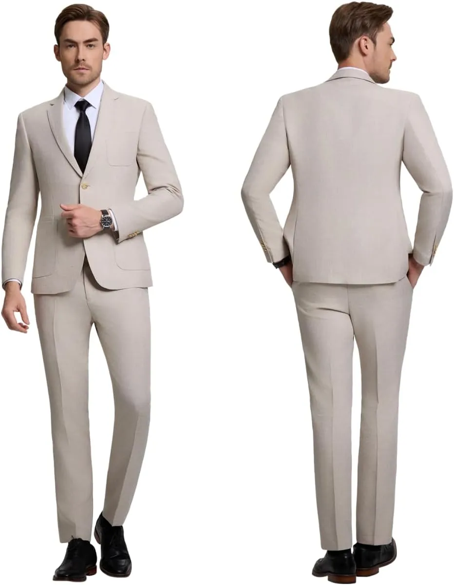 Men's Suit Slim Fit 2 Piece Suits for Wedding Prom Casual Suit Jacket Pants Lightweight Tuxedo Suits