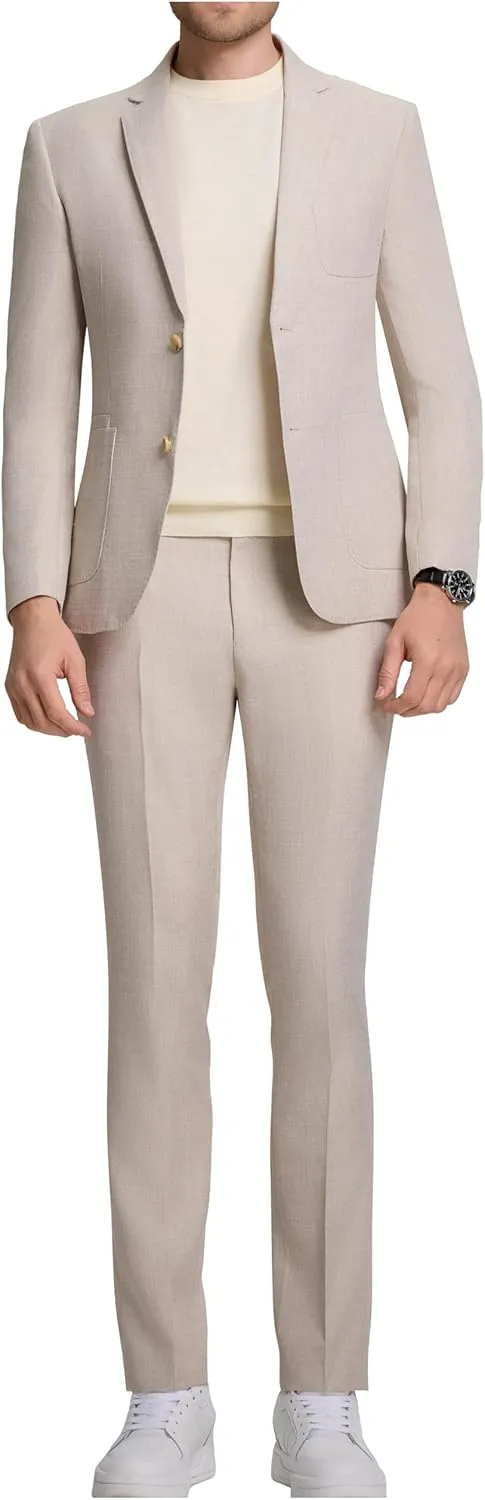 Men's Suit Slim Fit 2 Piece Suits for Wedding Prom Casual Suit Jacket Pants Lightweight Tuxedo Suits