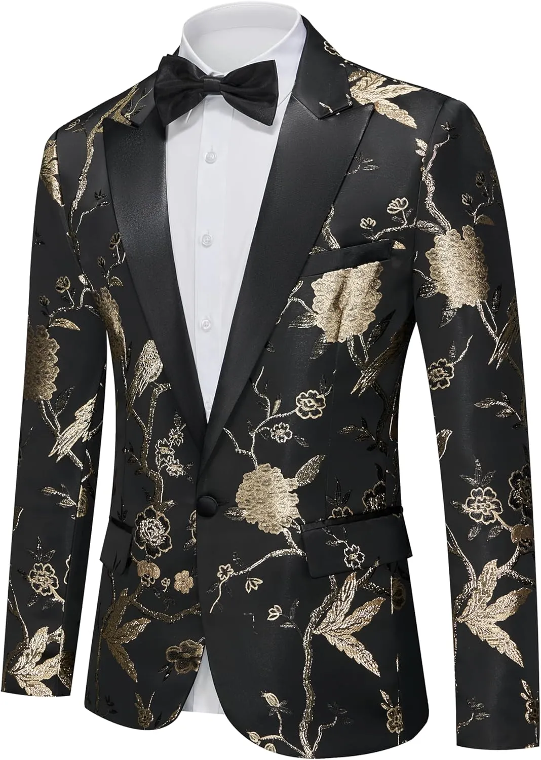 Mens Suits Slim Fit 2 Piece Formal Tuxedo Suits Blazer Pants with Bow Tie for Wedding Prom