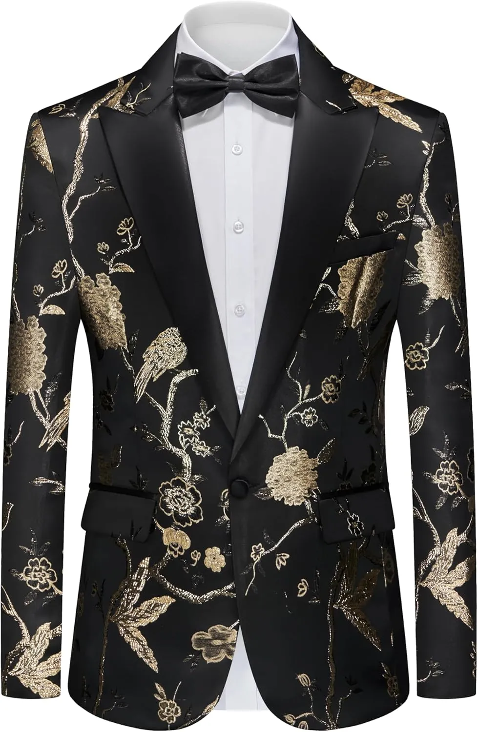 Mens Suits Slim Fit 2 Piece Formal Tuxedo Suits Blazer Pants with Bow Tie for Wedding Prom