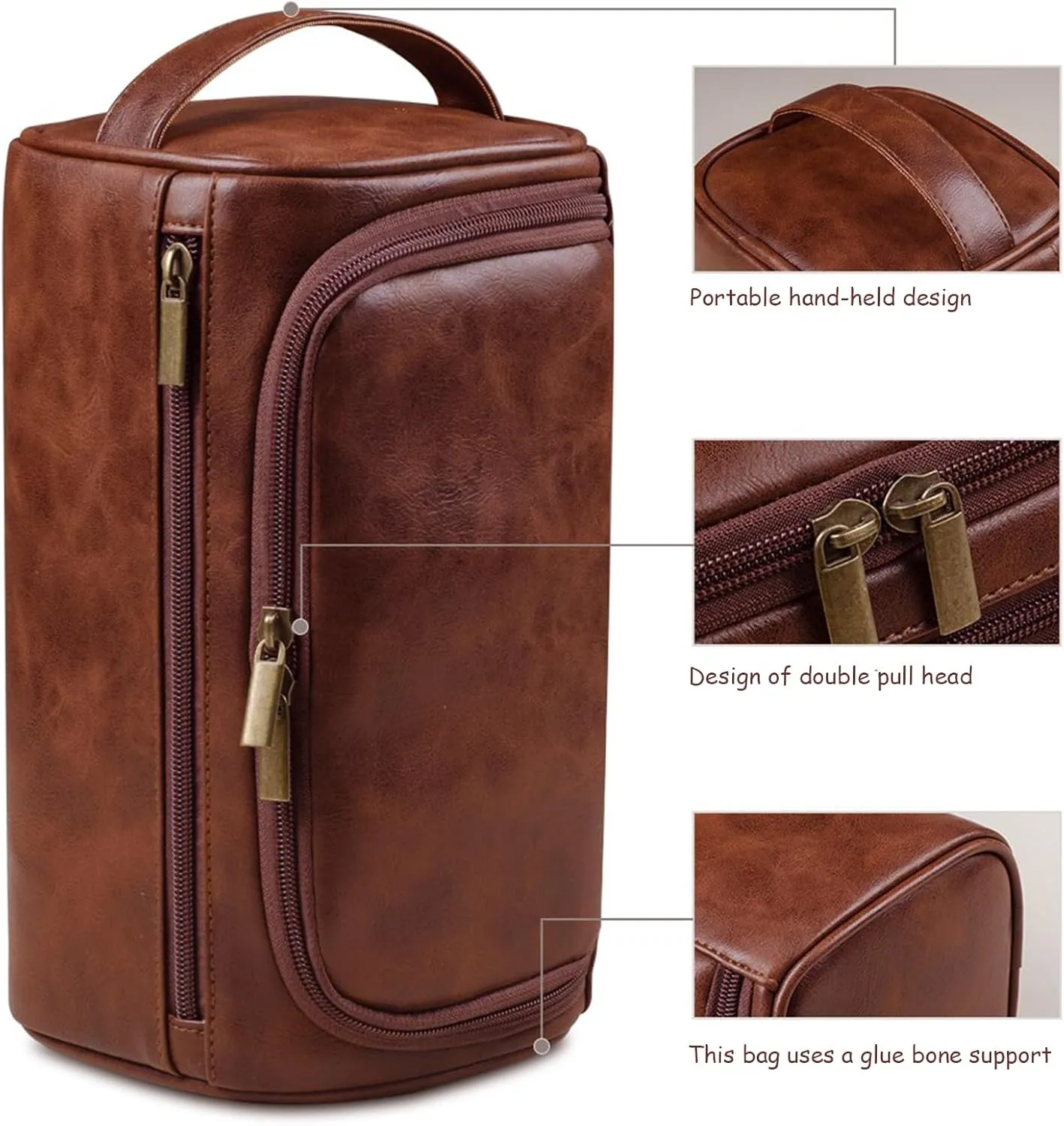 Mens Toiletry Travel Bag, Personalized Large Pu Leather Toiletry Bag, Shaving Kit Bag for Men Travel, Unique Holiday and Birthday Gifts for Men
