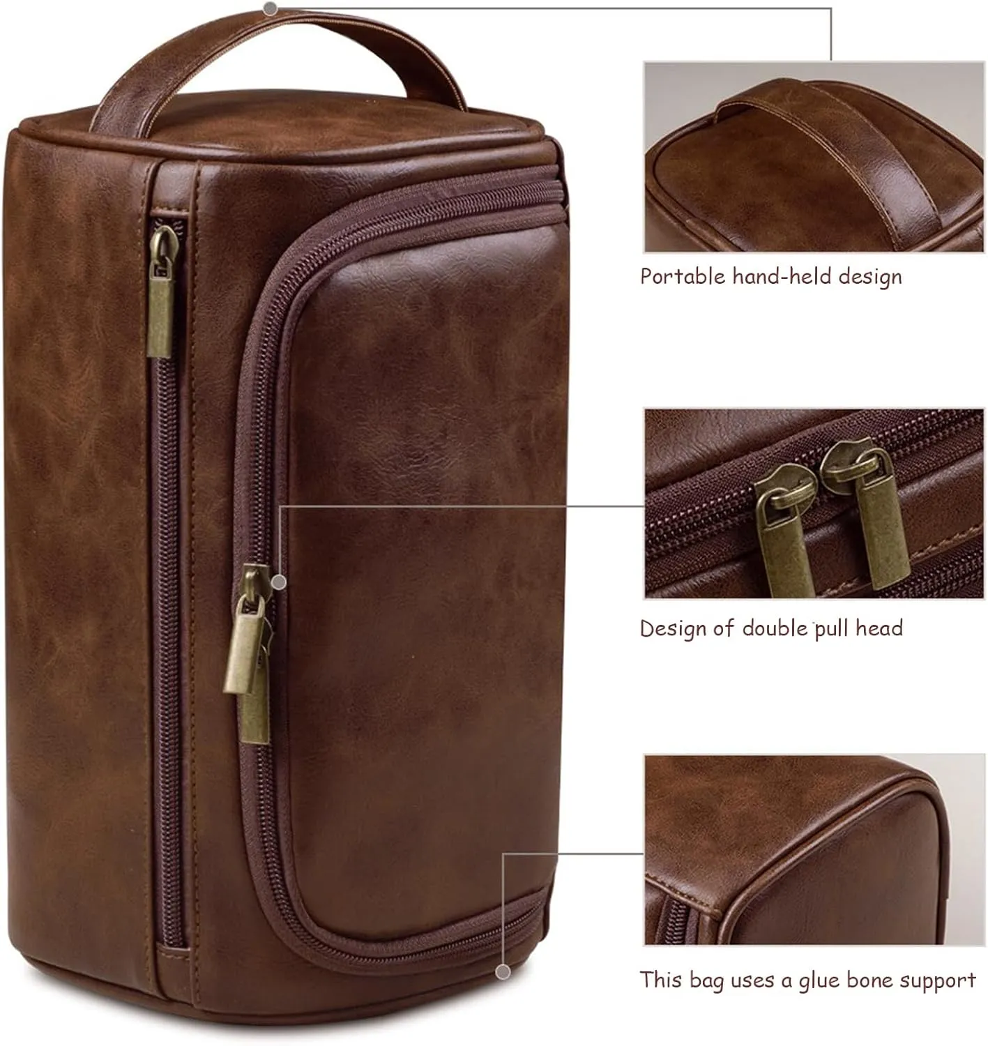 Mens Toiletry Travel Bag, Personalized Large Pu Leather Toiletry Bag, Shaving Kit Bag for Men Travel, Unique Holiday and Birthday Gifts for Men
