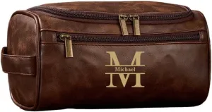 Mens Toiletry Travel Bag, Personalized Large Pu Leather Toiletry Bag, Shaving Kit Bag for Men Travel, Unique Holiday and Birthday Gifts for Men