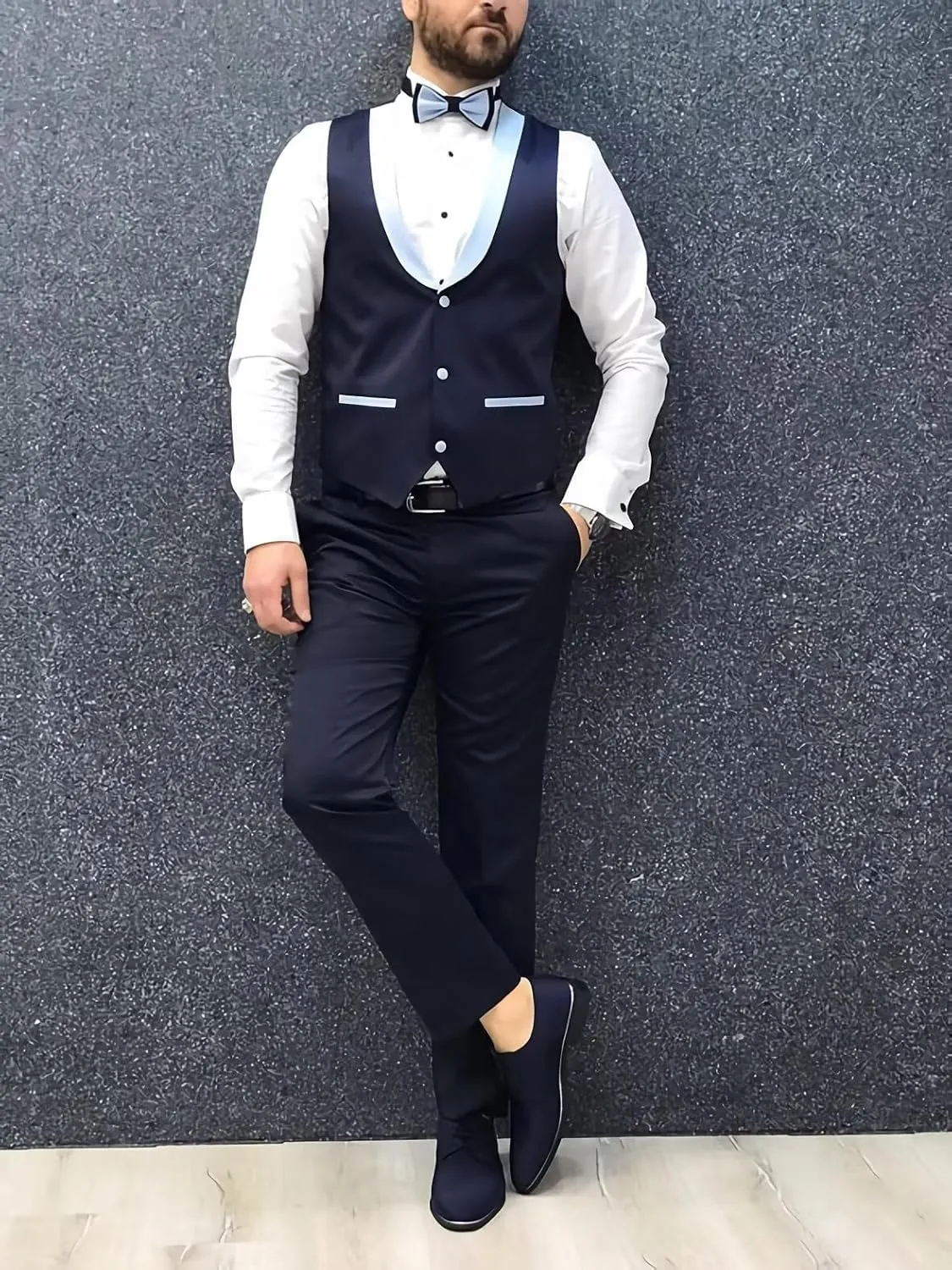 Men's Tuxedo Suit 3 Piece Slim Fit Tuxedo for Men Wedding Suit Prom Tuxedo Suit with Tie Blazer Vest Pants Set
