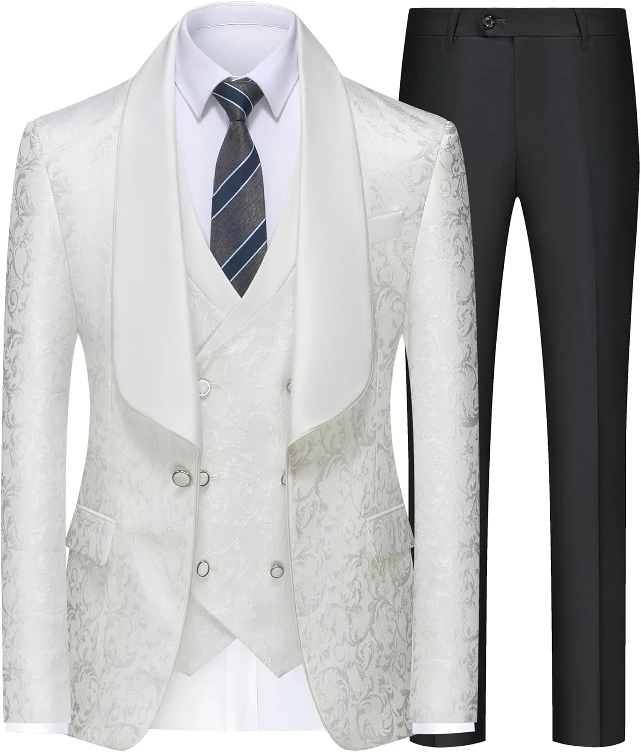 Mens Tuxedo Suit Set 3 Piece Slim Fit Wedding Prom Suit Blazer Jacket Vest Pants