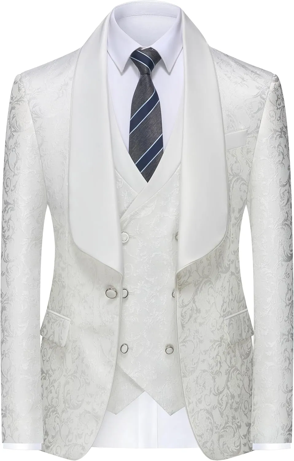 Mens Tuxedo Suit Set 3 Piece Slim Fit Wedding Prom Suit Blazer Jacket Vest Pants