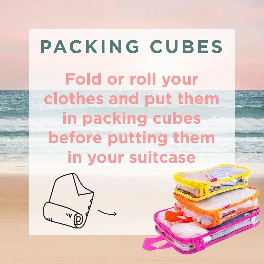 MIAMICA 3-Piece Luggage Packing Cubes, Black Mesh  Includes Small, Medium and Large Suitcase Organizers with Durable Design