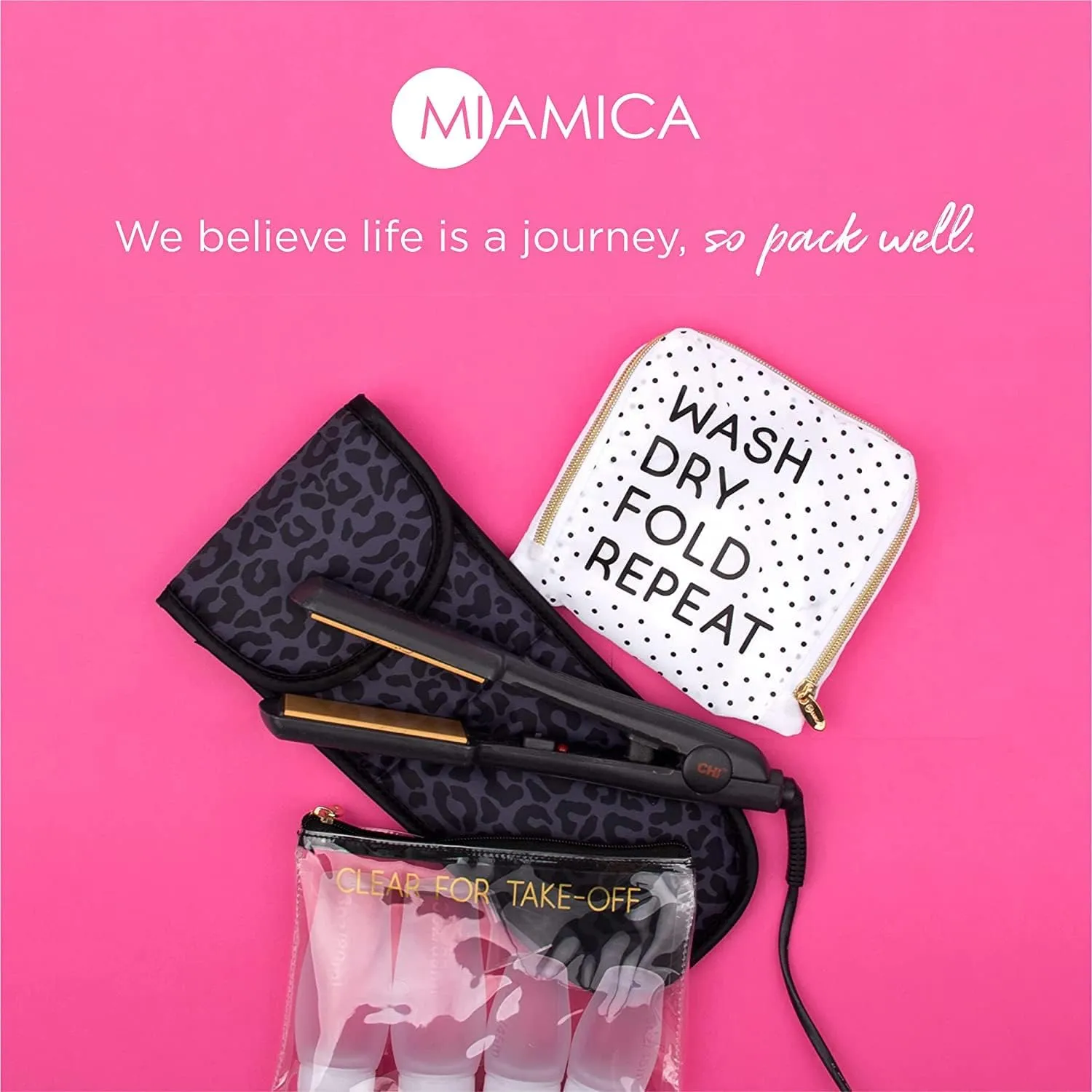 Miamica 3-Piece Packing Cubes, Blue Wander Clear Design  Includes Small, Medium and Large Suitcase Organizers with Durable Design