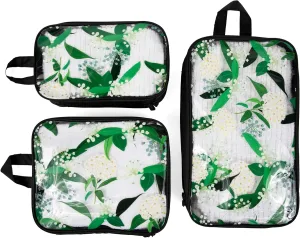 MIAMICA,3-Piece Packing Cubes,Black Floral Design  Includes Small,Medium and Large Suitcase Organizers with Durable Design