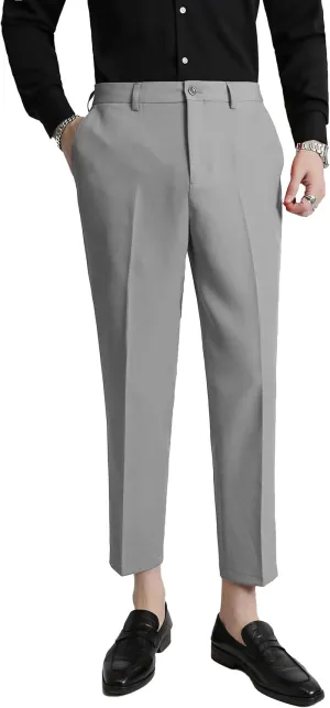 MOGU Ankle-Length Dress Pants for Men Slim Fit Cropped Trousers