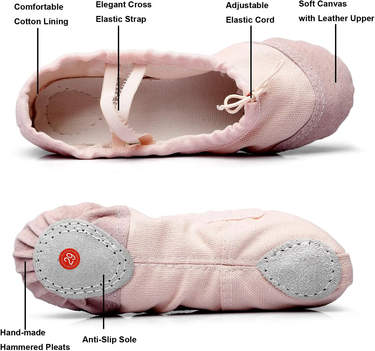 MSMAX Girls Ballet Dance Shoes Gymnastic Slippers for Toddler/Little Kids/Big Kids/Adult