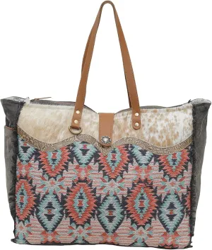 Myra Bag Western Leather Weekender Bag for Women - Rose Fog