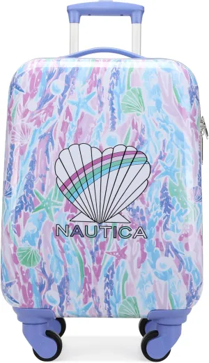 NAUTICA Kids Luggage - 18" Airline Approved Rolling Hardside Upright Carry-on Suitcase with Wheels (Pastel Shell)