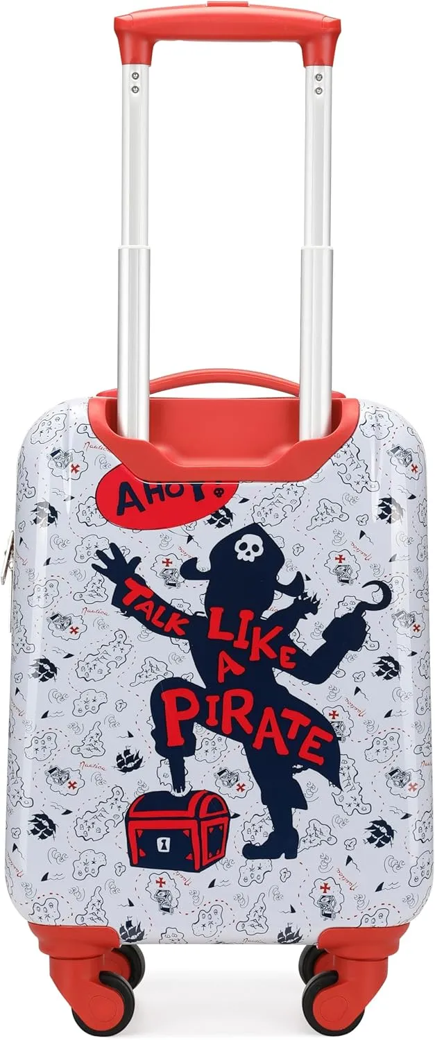 NAUTICA Kids Luggage - 18" Airline Approved Rolling Hardside Upright Carry-on Suitcase with Wheels (Pirate Ahoy)
