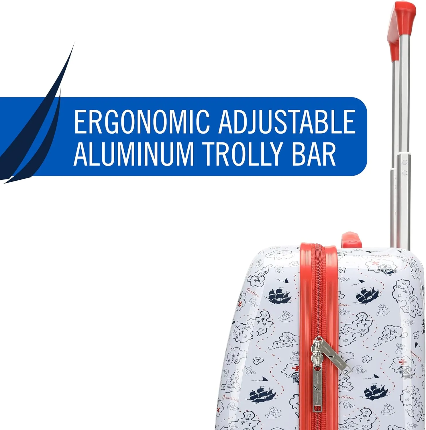 NAUTICA Kids Luggage - 18" Airline Approved Rolling Hardside Upright Carry-on Suitcase with Wheels (Pirate Ahoy)