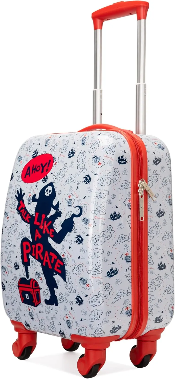 NAUTICA Kids Luggage - 18" Airline Approved Rolling Hardside Upright Carry-on Suitcase with Wheels (Pirate Ahoy)