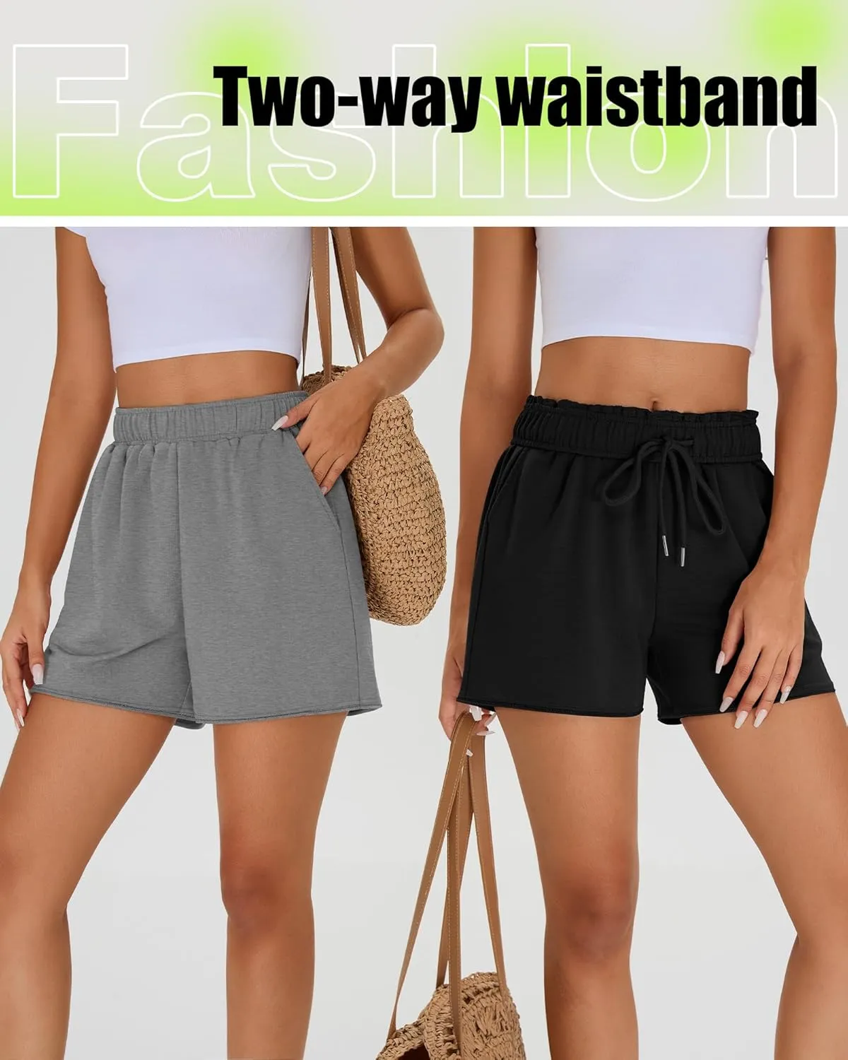 Neer 3 Pack Comfy Drawstring Shorts for Women Summer Lounge Sweat Short Raw Hem Athletic Running Workout Clothes with Pockets