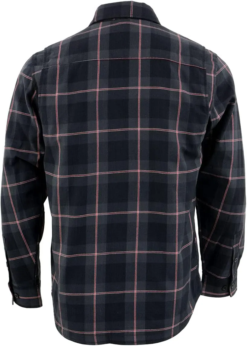 Nexgen Heat Men's NXM1602SET Riffraff Black/Grey/Red Heated Flannel Sleeve Shirt for Outdoor Activities w/Battery