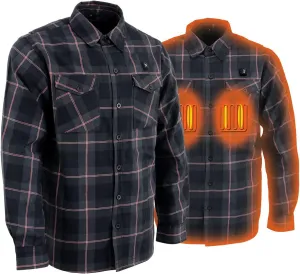 Nexgen Heat Men's NXM1602SET Riffraff Black/Grey/Red Heated Flannel Sleeve Shirt for Outdoor Activities w/Battery