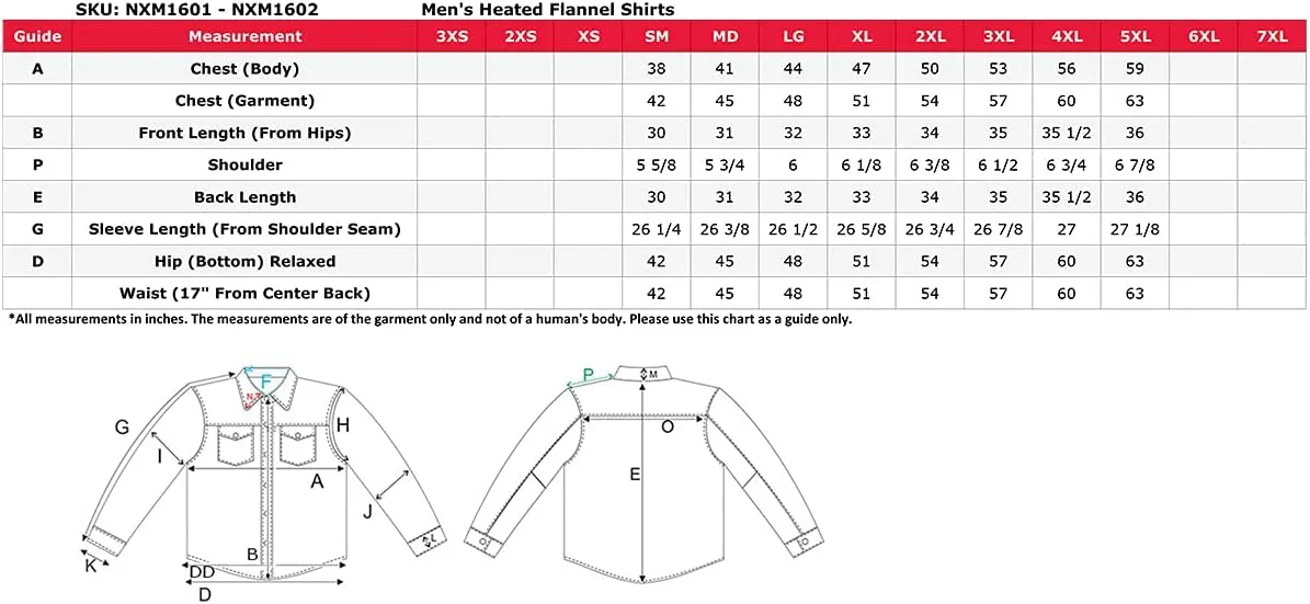 Nexgen Heat Men's NXM1602SET Riffraff Black/Grey/Red Heated Flannel Sleeve Shirt for Outdoor Activities w/Battery