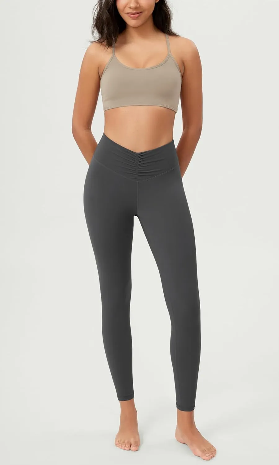 ODODOS Cloud Feeling Ruched Yoga Leggings for Women 25" / 28" High Waist Crossover Yoga Pants