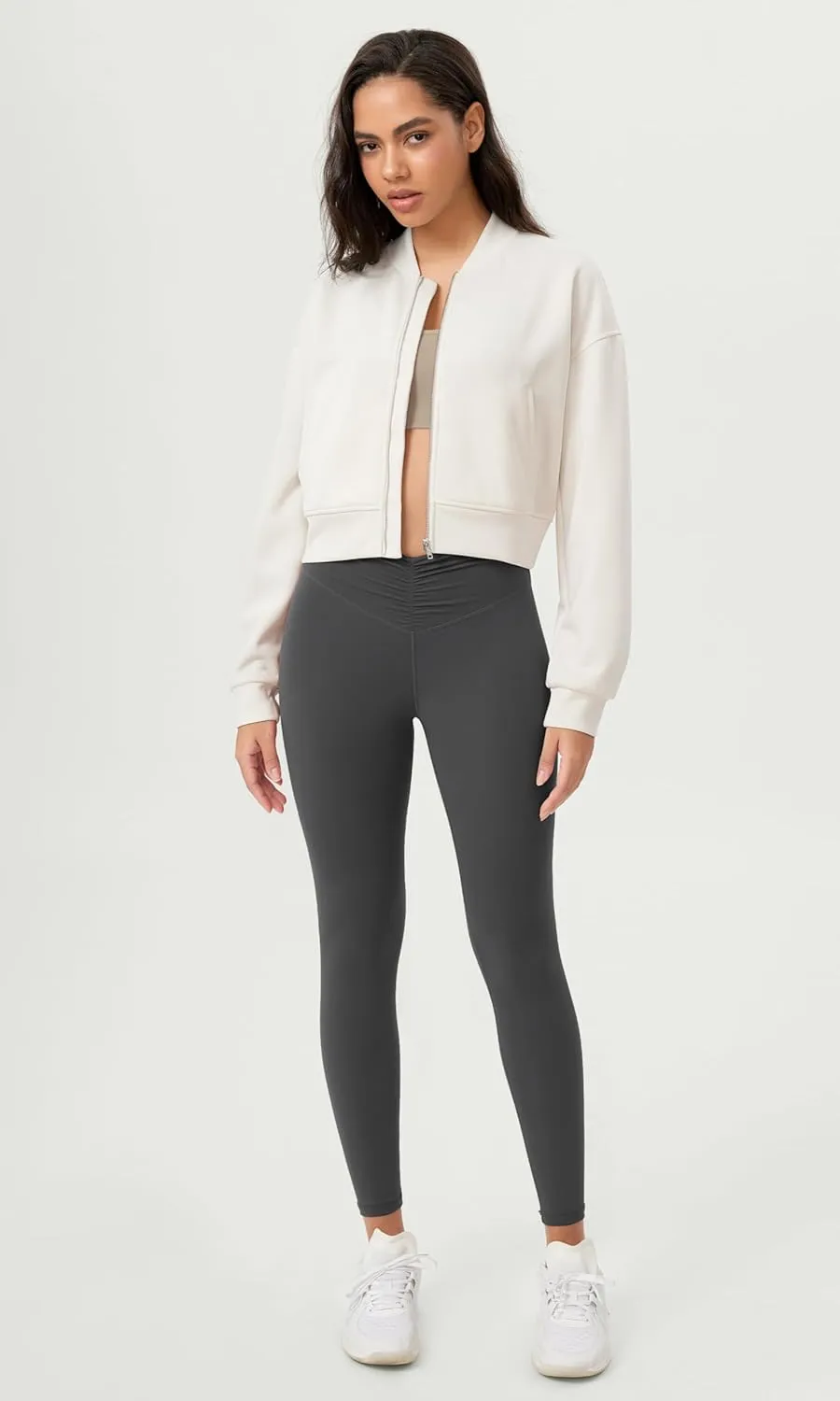 ODODOS Cloud Feeling Ruched Yoga Leggings for Women 25" / 28" High Waist Crossover Yoga Pants